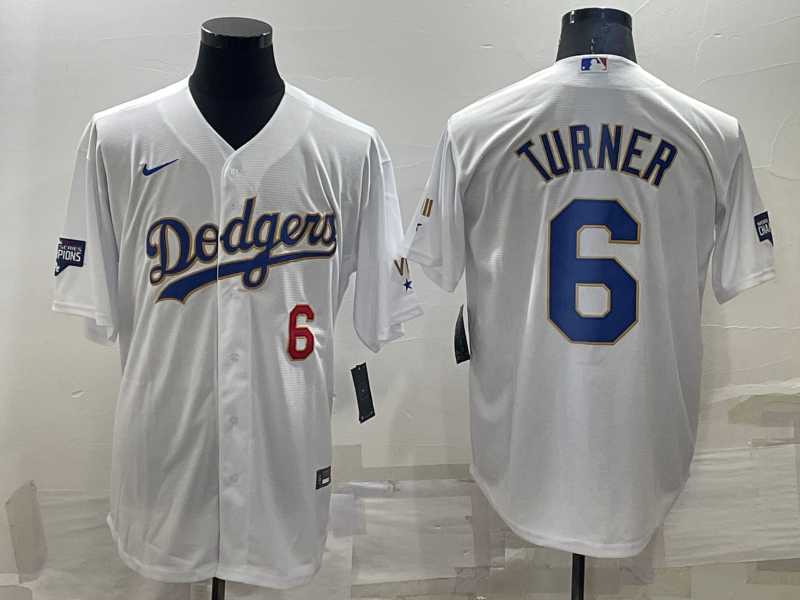 Los Angeles Dodgers #6 Trea Turner Number White Gold Championship Stitched MLB Cool Base Nike Jersey,We sell and wholesale Los Angeles Dodgers #6 Trea Turner Number White Gold Championship Stitched MLB Cool Base Nike Jersey on line form chian!